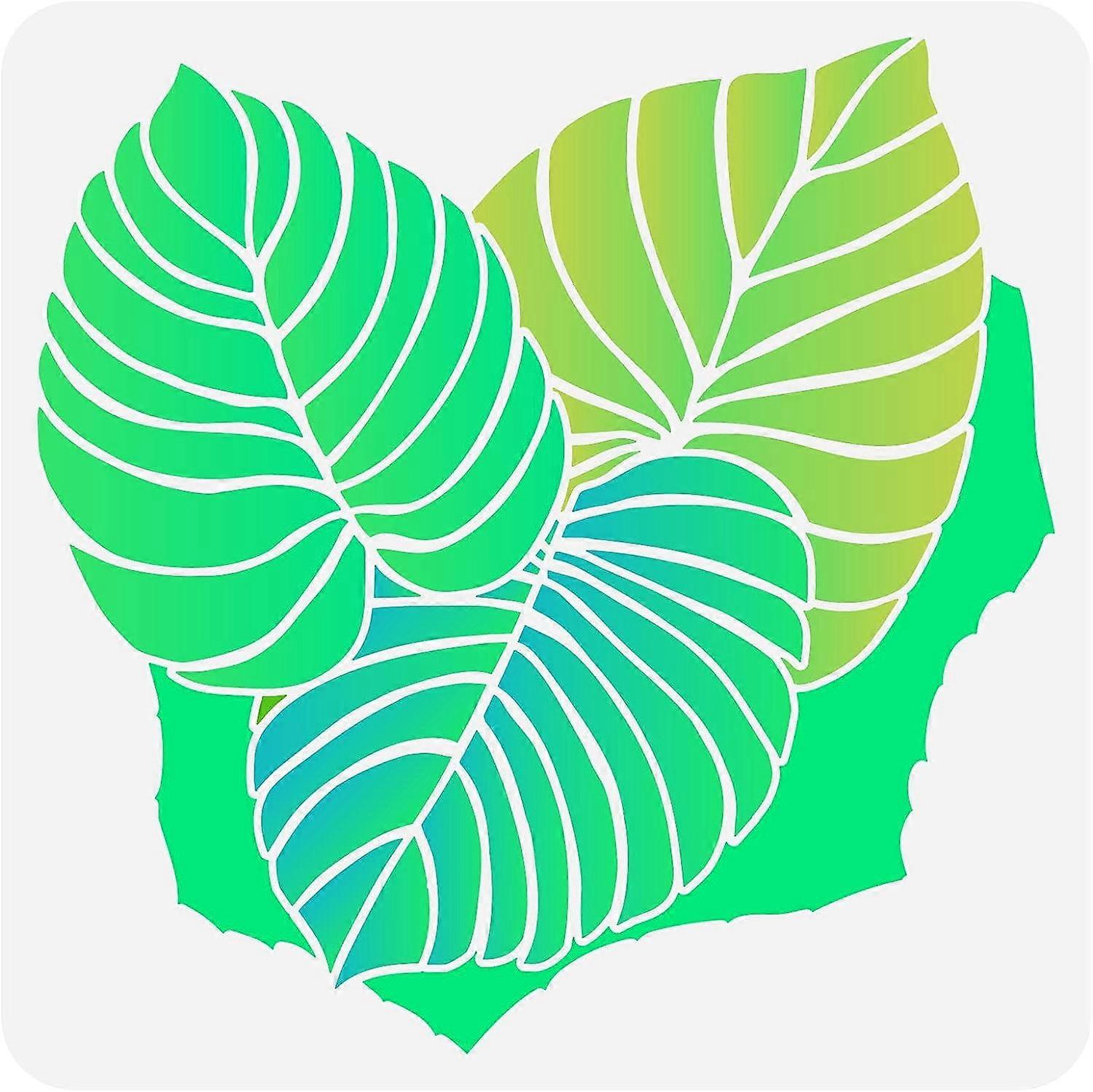 Tropical Leaves Stencil 11.8x11.8 inch Palm Fern Leaf Stencils Plastic Large Leaves Pattern Stencil Reusable DIY Art and Craft Stencils for Painting o