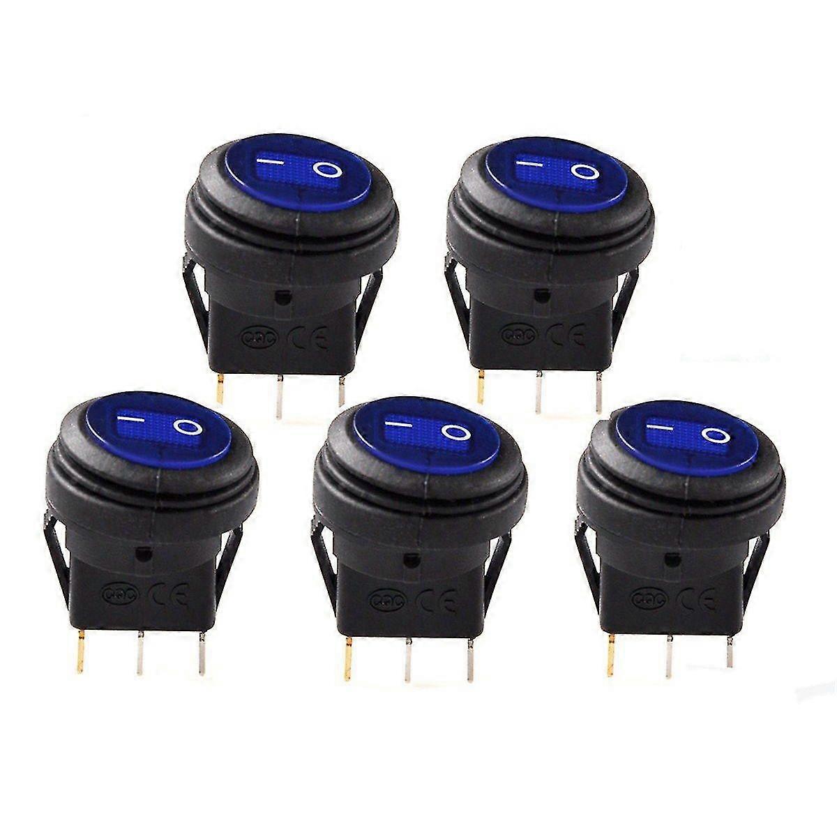 5pcs 12v 20a waterproof round on/off rocker switch car auto boat spst