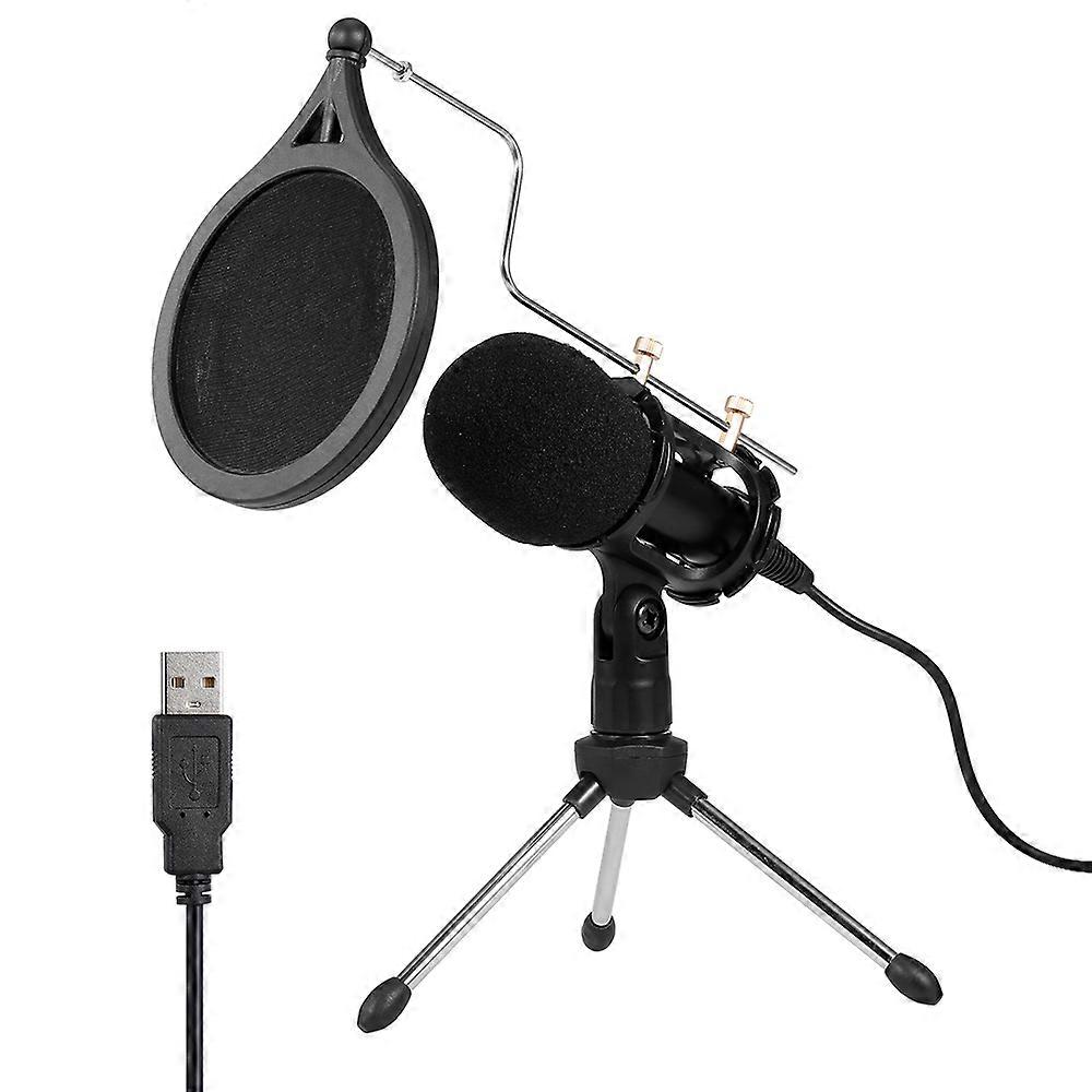 USB Condenser Microphone Karaoke Voice Microphone USB Drive-free Mic with Tripod