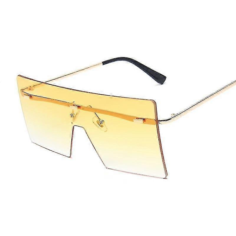 Fashion Oversized Rimless Sunglasses Women Luxury Brand Square Sun Glasses Vintage One-piece Big Frame Mirror Oculos De Sol