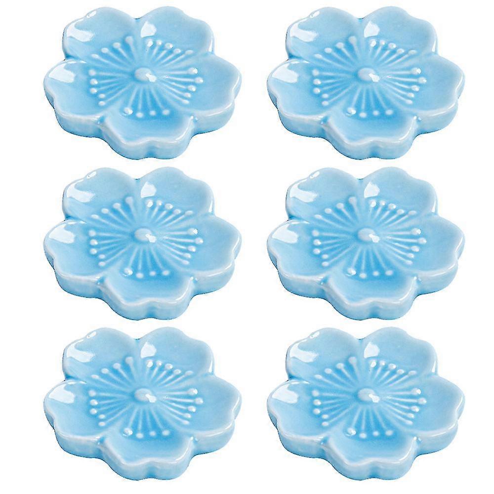 Elegant Cherry Blossom Ceramic Chopsticks, Dinner Spoon, Vertical Knife And Fork, Cherry Blossom Chopsticks (set Of 6),blue