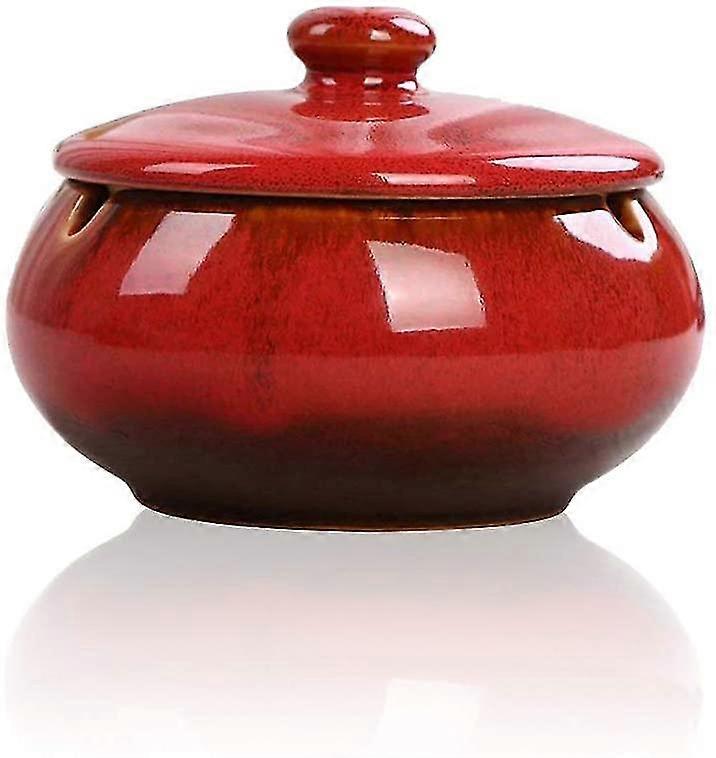 Cendrier en céramique avec couvercle, coupe-vent, style chinois rétro, noir