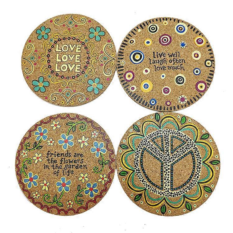 4pcs Coasters for Drinks Absorbent Cork Funny