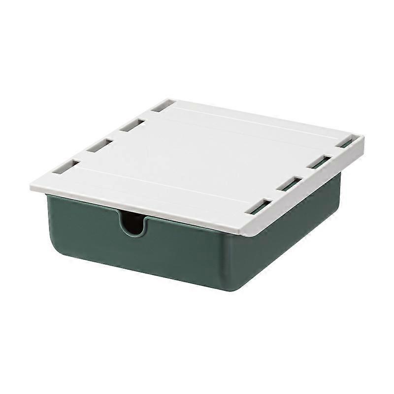 Table Hidden Drawer Storage Organize Box Desk Learning Stationery Table Bottom Cabinet Adhesive Storage Box Cang Bamboo Green 23.5*19.8*7CM
