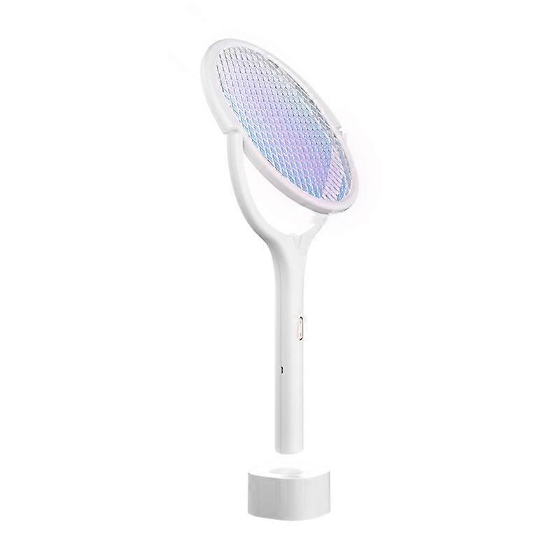 Rechargeable Rotating Head Electric Insect Racket, white