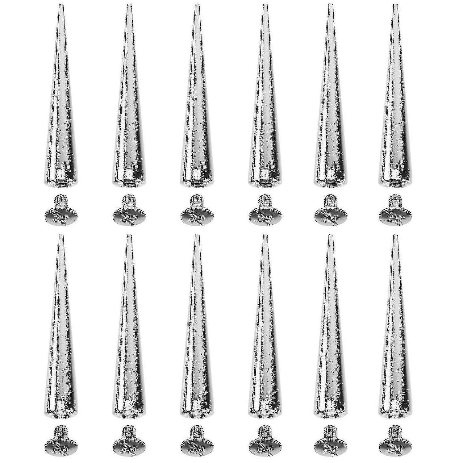 10pcs Solid Punk Bullet Large Spikes Metal Leather Rivets Diy Silver Cone Studs
