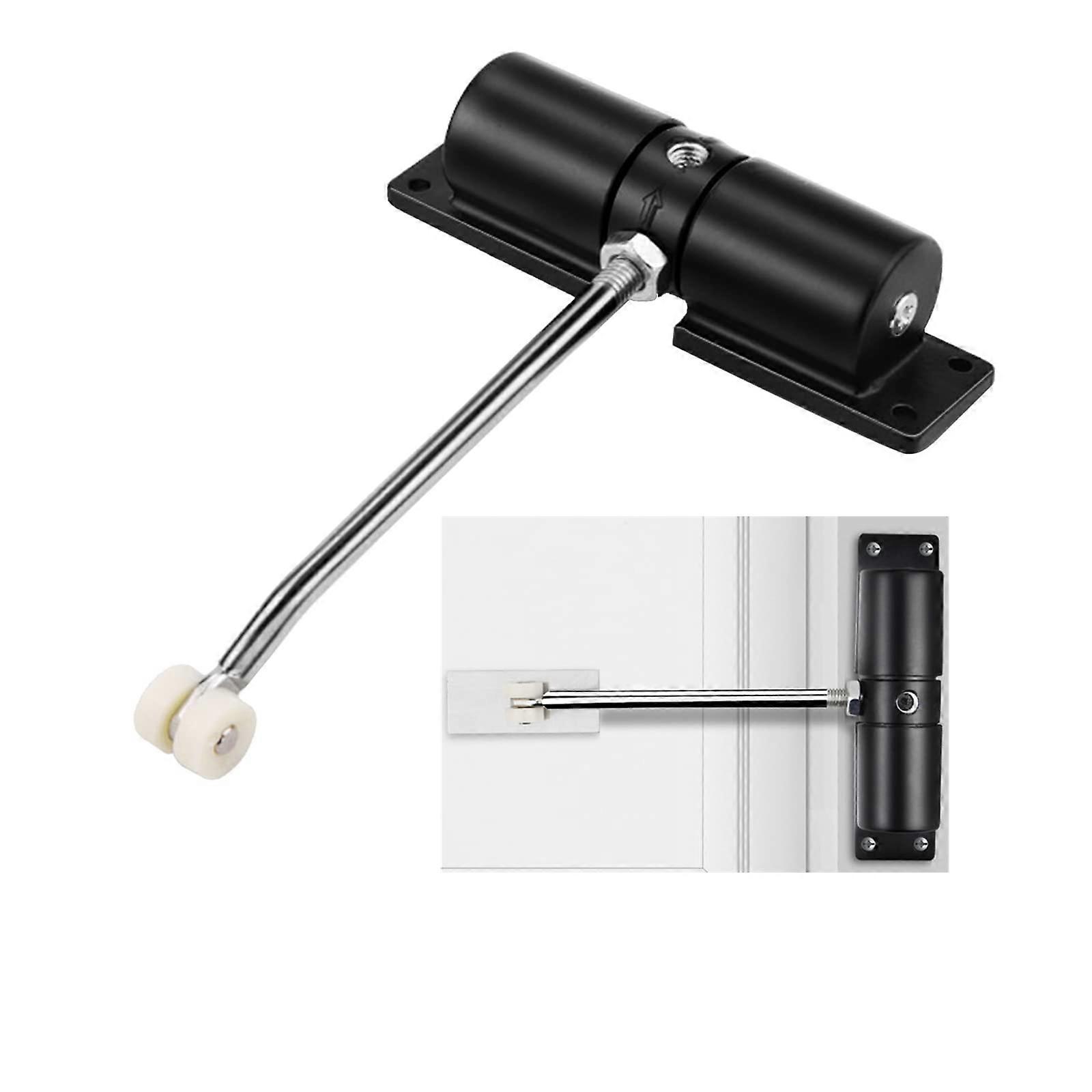 Spring Door Closer Pneumatic to Self-closing, Hinge Adjustable Automatic Door Closer with Wheel