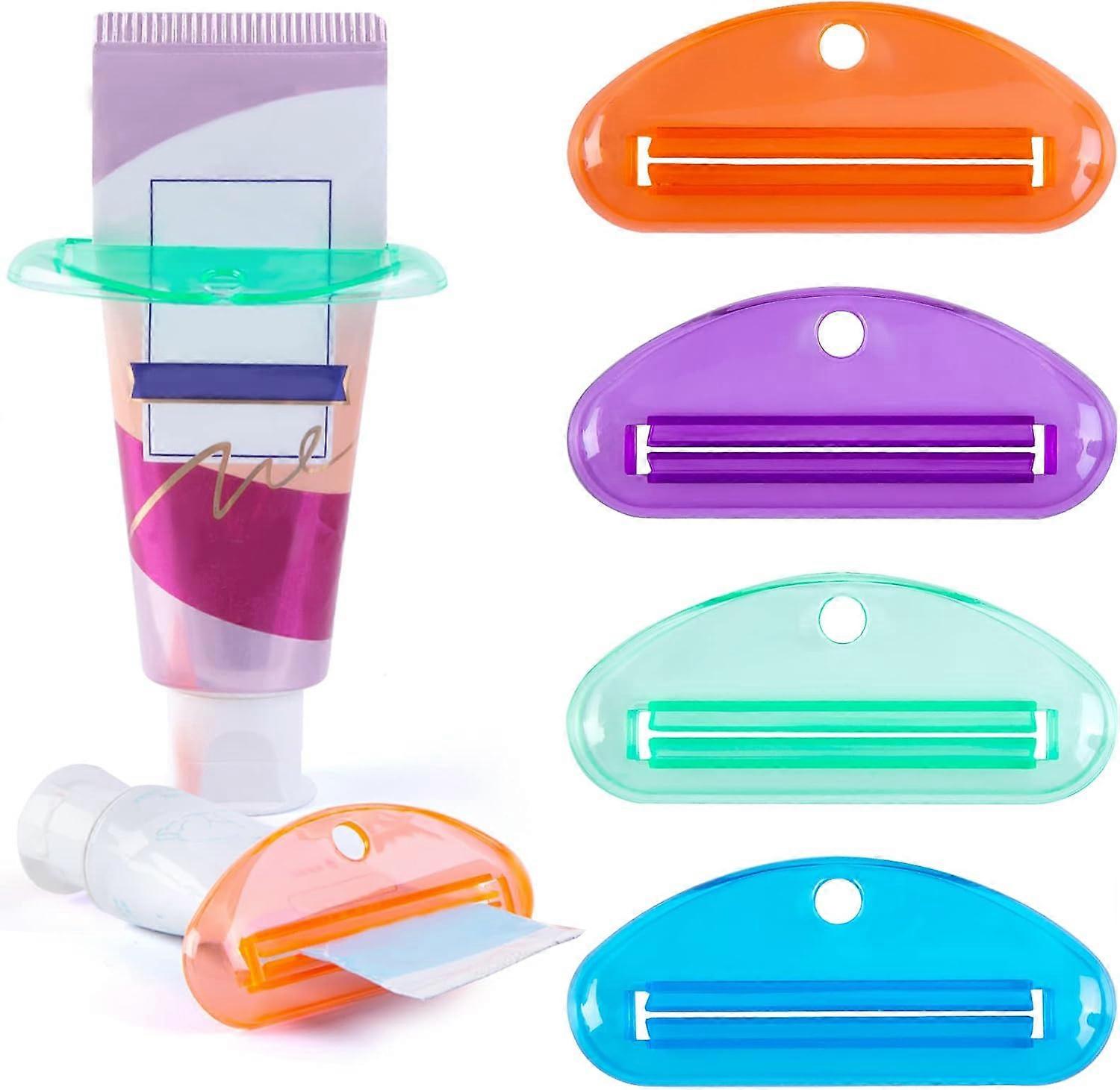 4PCS Toothpaste Squeezer, Toothpaste Tube Squeezer Tube Squeezer Hanging Toothpaste Clips for Bathroom Assorted Colors