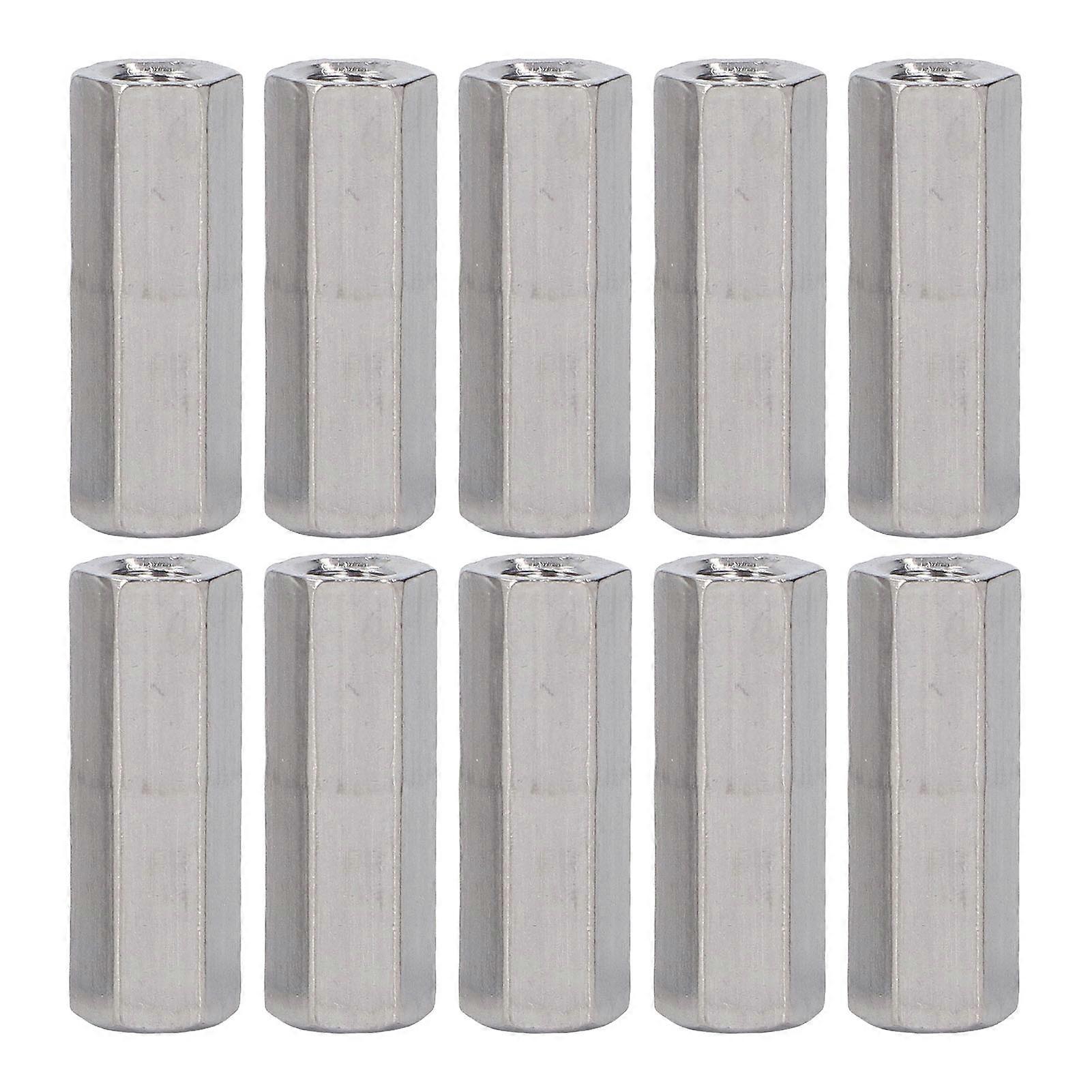 10 Pcs Hex Coupling Nut M6x1 L30mm 304 Stainless Steel Anti Rust Corrosion Threaded Rod Connector