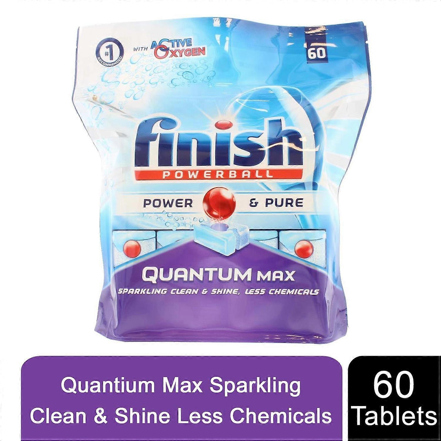 Finish Power Ball Dishwasher Tablets Quantum Max Power and Pure, 60 Tablets