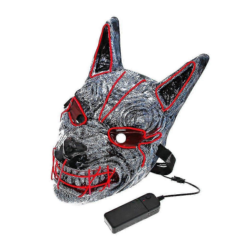 Led Dog Mask Led Wolf Mask Halloween Scary Cosplay Realistic Masks For Halloween Prop