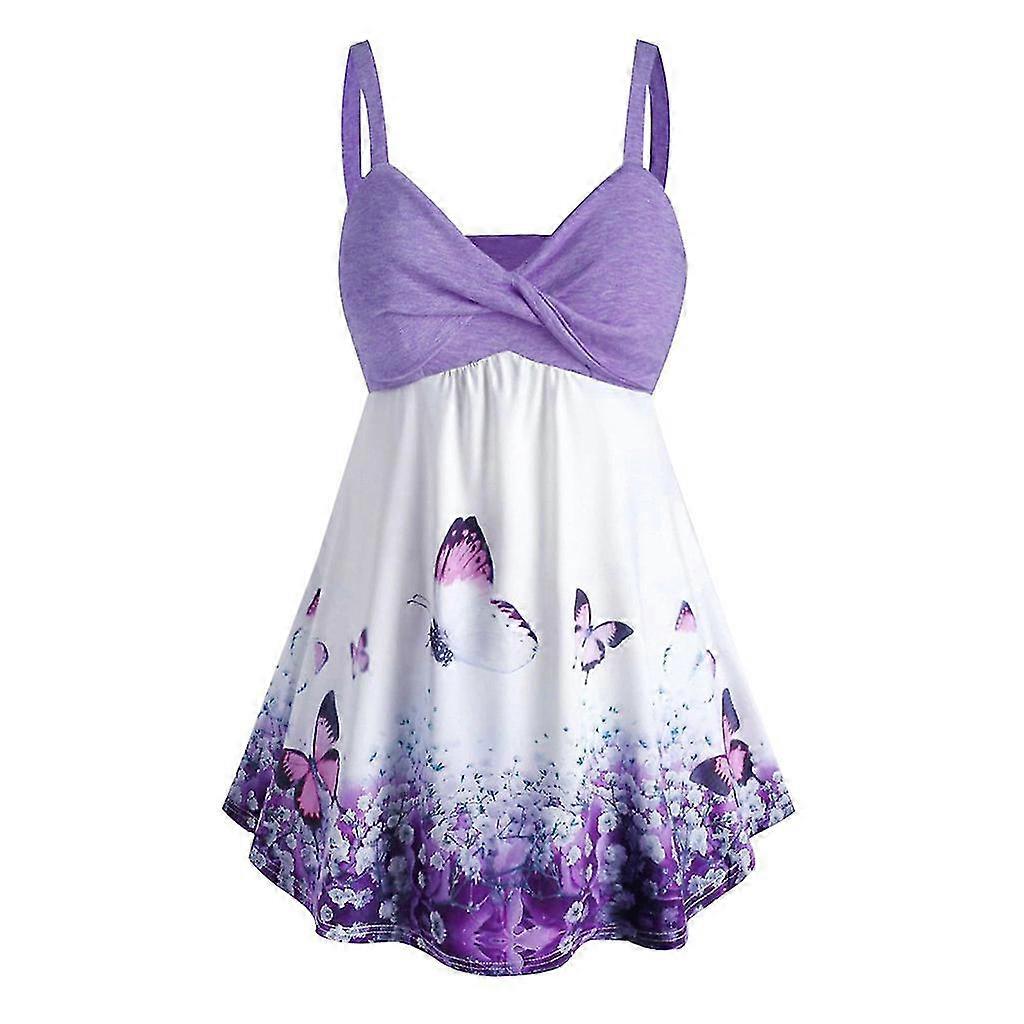 Klänning Baddräkt Butterfly Print Linne för kvinnor Plus Size