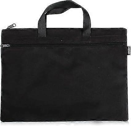 Office Document Bag, Mænd Dokumentmappe Portable Binder A4 File Lynlås Taske Sort 1 stk