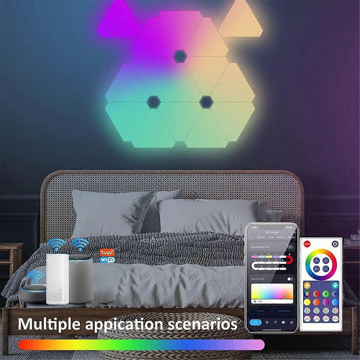Smart RGB DIY LED Atmosphere Lights Bluetooth Triangle Wall Light APP Music Sync Game Room TV Bedroom Lamp