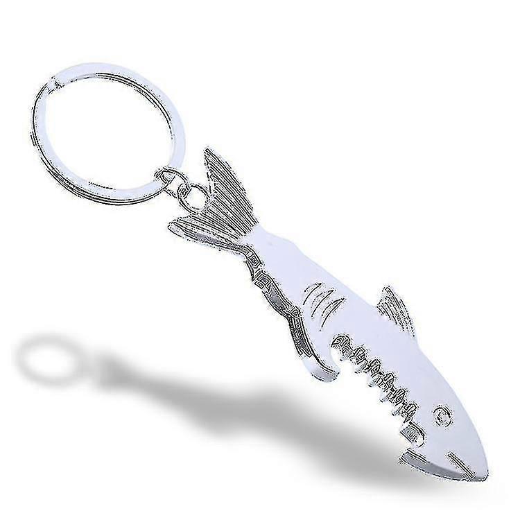 Décapsuleur fantaisie en métal en forme de requin, porte-clés, décapsuleur de bière, 2 pièces, argent, Jiujiuso