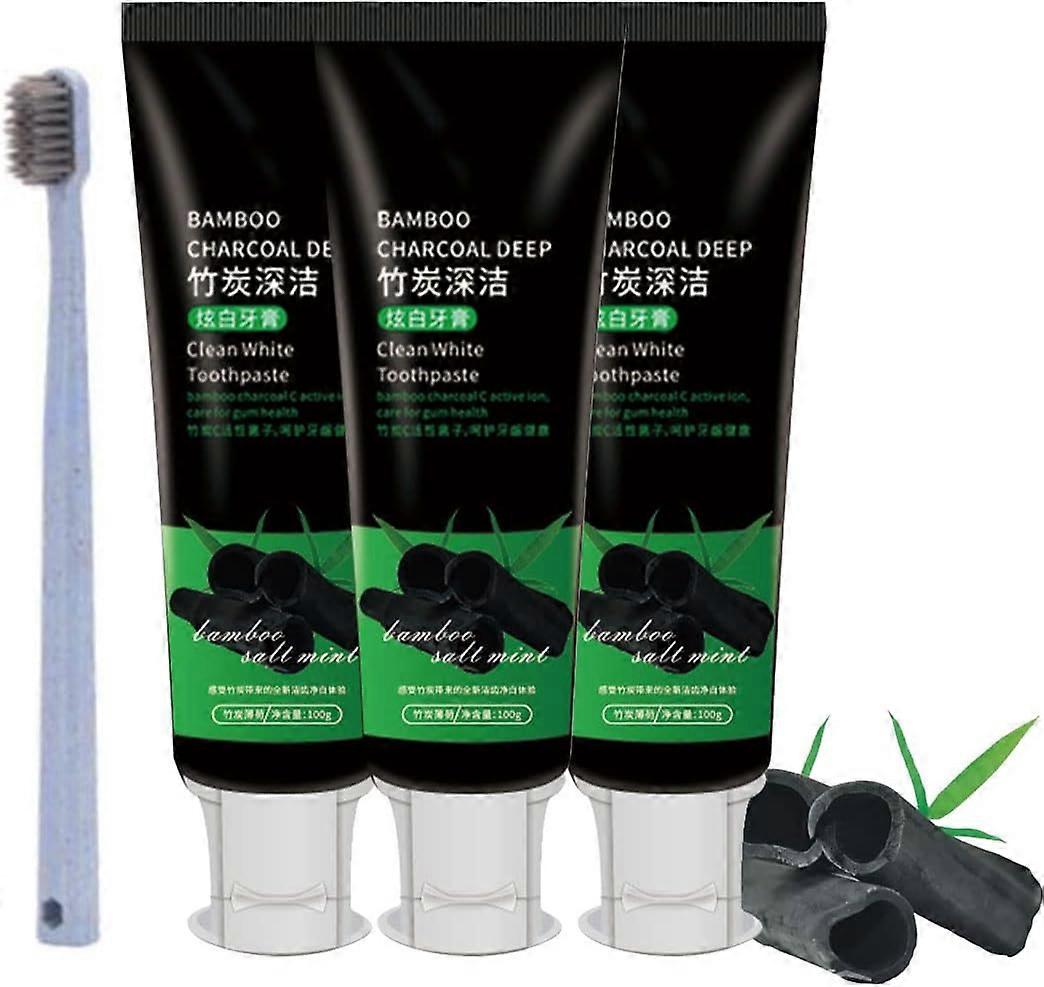 1/2/3Pcs Bamboo Charcoal Deep Toothpaste Clean White Toothpaste Activated Carbon Deep Clean White Toothpaste to Remove Tooth Stains Fresh Breath(1PCS)