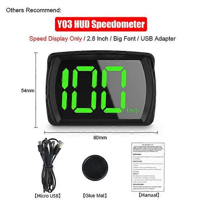 Y03 F11 OBD2 GPS HUD Car Head Up Display 2.8 / 4 Inch Speedometer MPH Tester Clock Alarm Diagnostic Tools On Board Computer