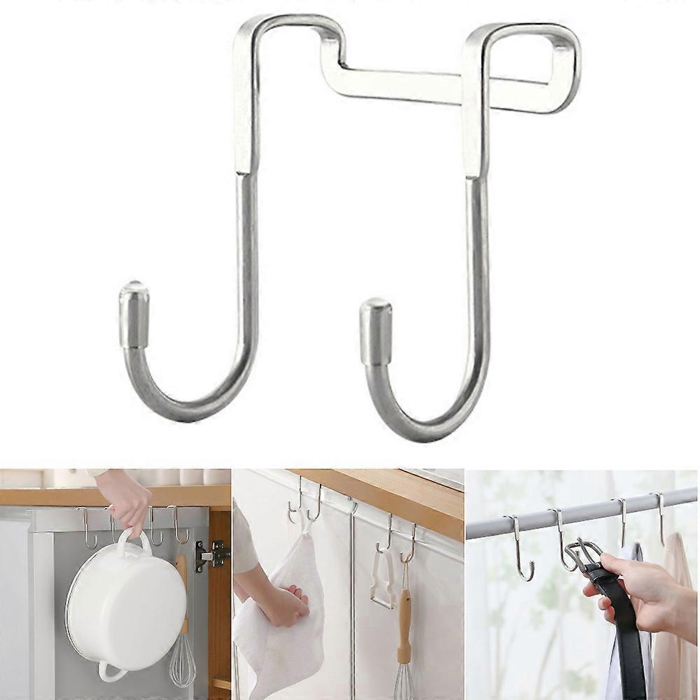 Over The Door Double Chrome Hooks Coat Towel Clothes Hanger Kitchen Supplies