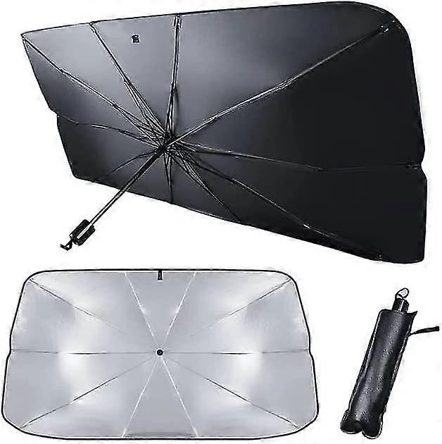 Foldable Car Sunshade Windshield Sun Shade - Titanium Silver Cloth Umbrella