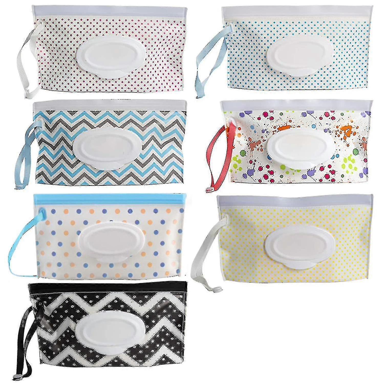 7 Pack Portable Refillable Wet Wipe Container, Reusable Portable Wet Wipe Pouch,wipe Dispenser Container,baby Travel Wet Wipe Holder