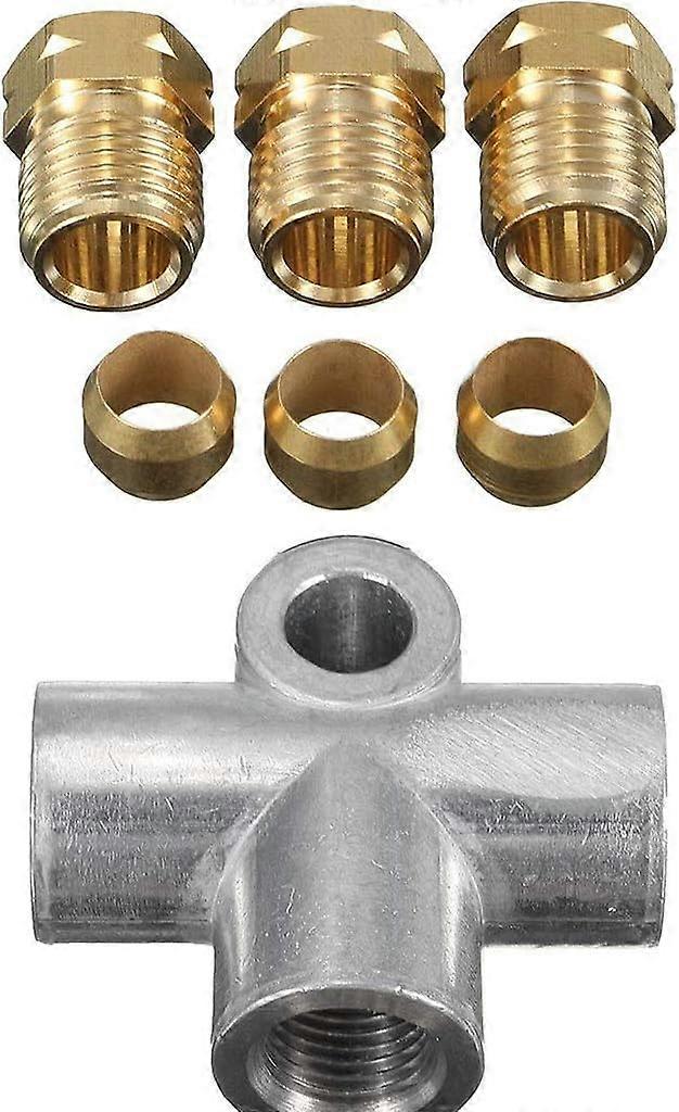 3 Way Tee Brake Hose with 3 Metric Short Copper M10 Male Nuts