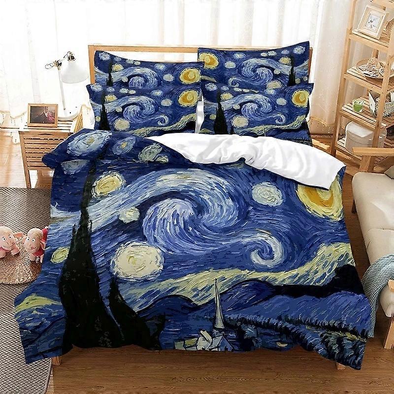 m99 Lakan Oljemålning Van Gogh Star Sky Sängkläder Set,Påslakan Sängset Påslakan Örngott, Pojkar Flickor Vuxna Lakan ggt99
