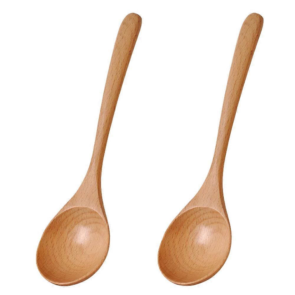 2 قطعة ملاعق خشبية للأكل ، ملعقة صغيرة مصنوعة يدويا صديقة للبيئة للعشاء ، حلويات سلطة ، وجبات خفيفة