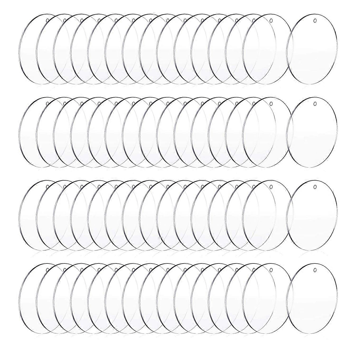 50 Pcs 3 Inch Acrylic Blanks with Hole Transparent Circle Ornament Clear Round Acrylic Christmas Or