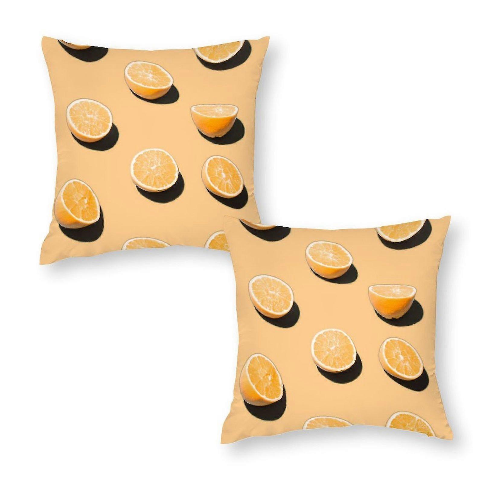 Cut Oranges Print Pillow Case Set Of 2 Pcs