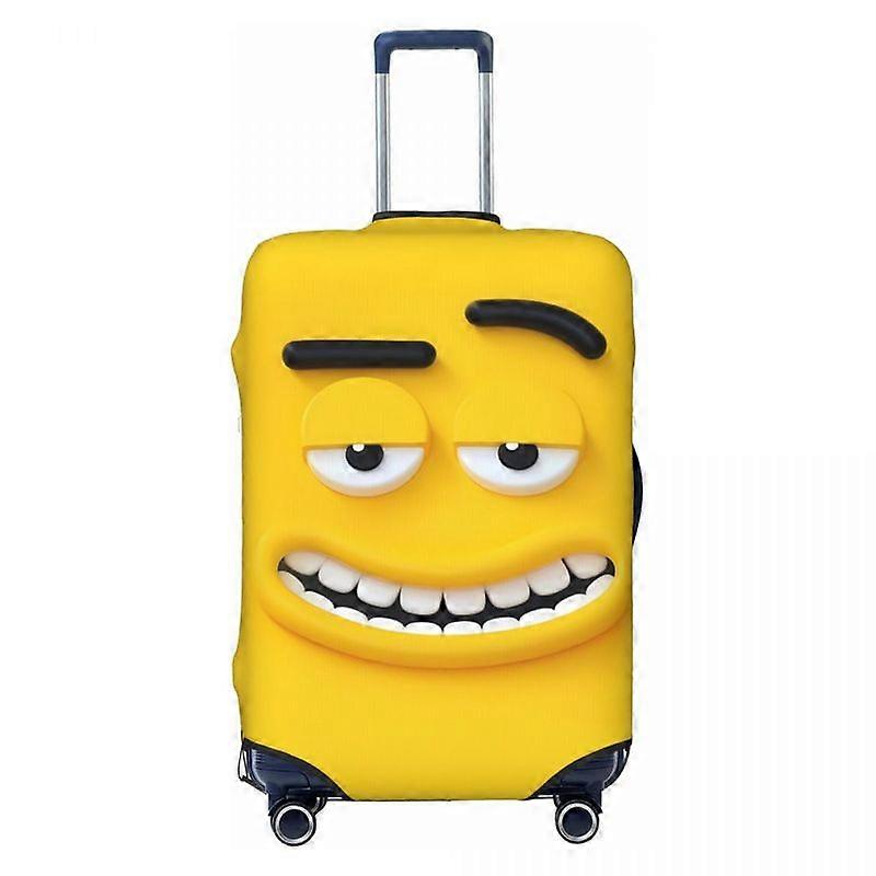 הבעה מצחיקה כיסוי מזוודה צהוב פנים אנימציה נסיעות הגנה עסקית חופשה מעשית מזוודות אביזרים