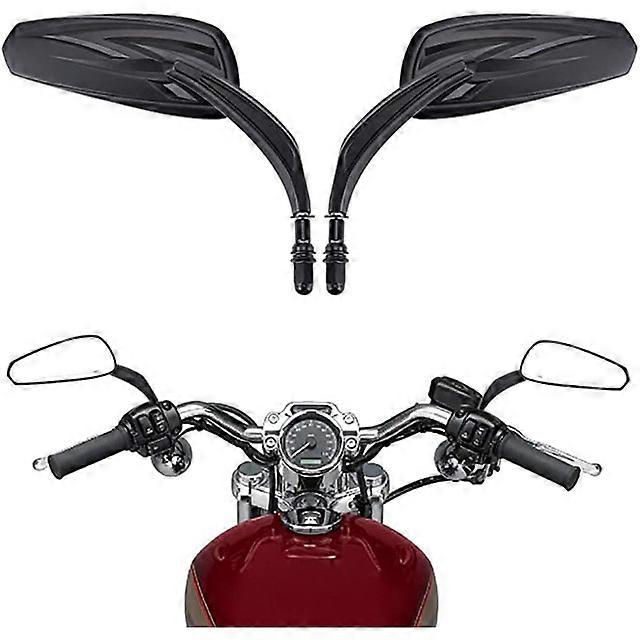 QX Motorcycle Flaming Chrome/Black Side Mirrors for Harley Davidson Softail Standard FXST Glide Electra Road Custom Dyna Touring