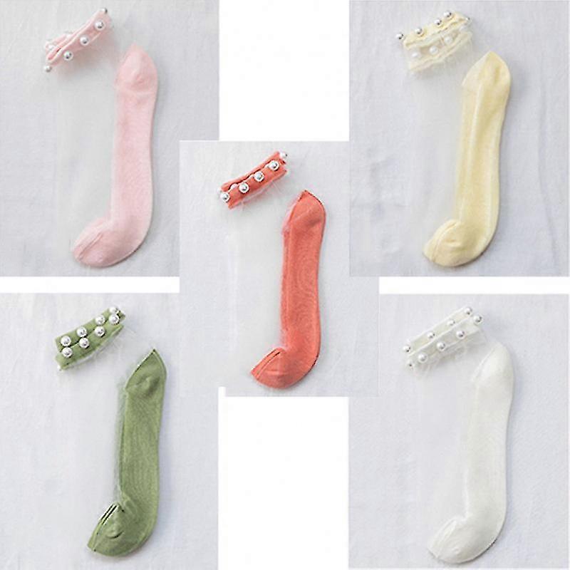5pcs Little Daisys Transparent Socks Cute Mesh Transparent Ultra Thin See Through