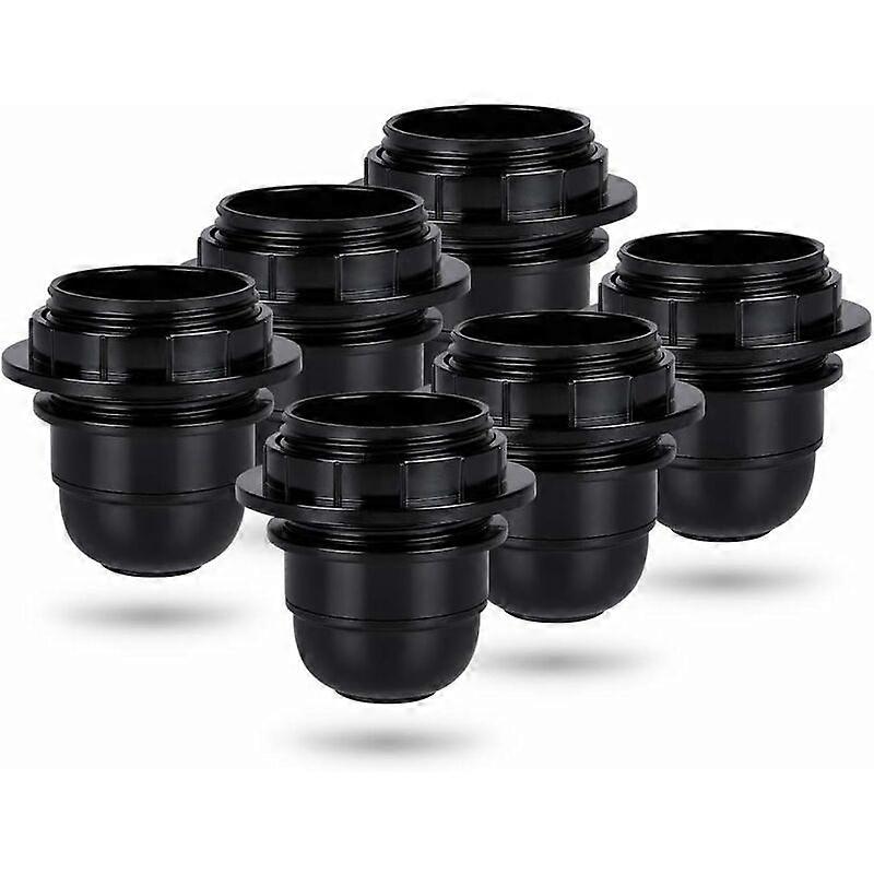 Black e27 screw socket - 6x e27 lamp socket plastic ring - e27 bulb socket - e27 bulb socket holder for ceiling and pendant lamp - e27 bulb socket