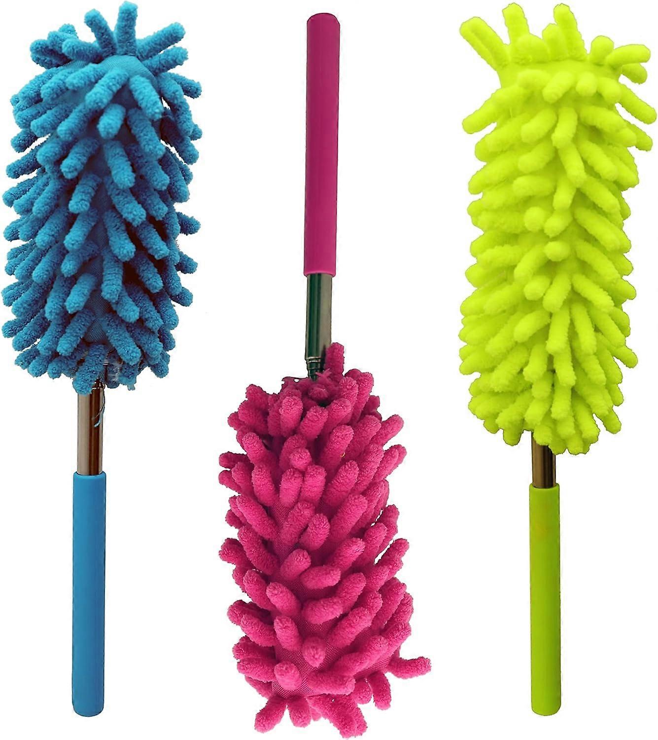 Duster Microfiber Duster Dusting Brush with Extendable Pole Washable Duster Head for Home Office Car 3 Set