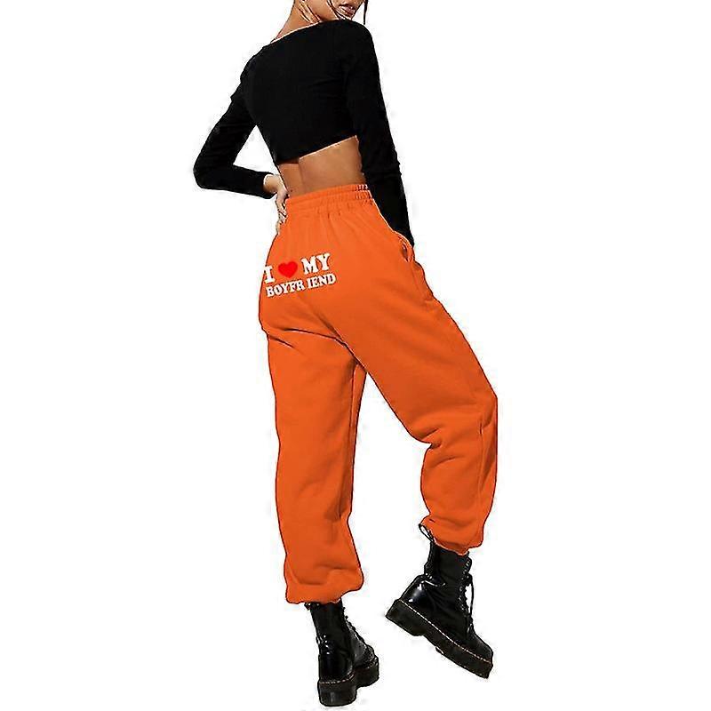 Ich liebe meinen Freund Jogginghose am Po Mode Elastische Joggerhose mit hoher Taille
