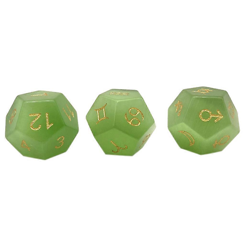 3Pcs/Set Semiprecious Stone Dice 12-Sided Astrology Dice Board Game Divination
