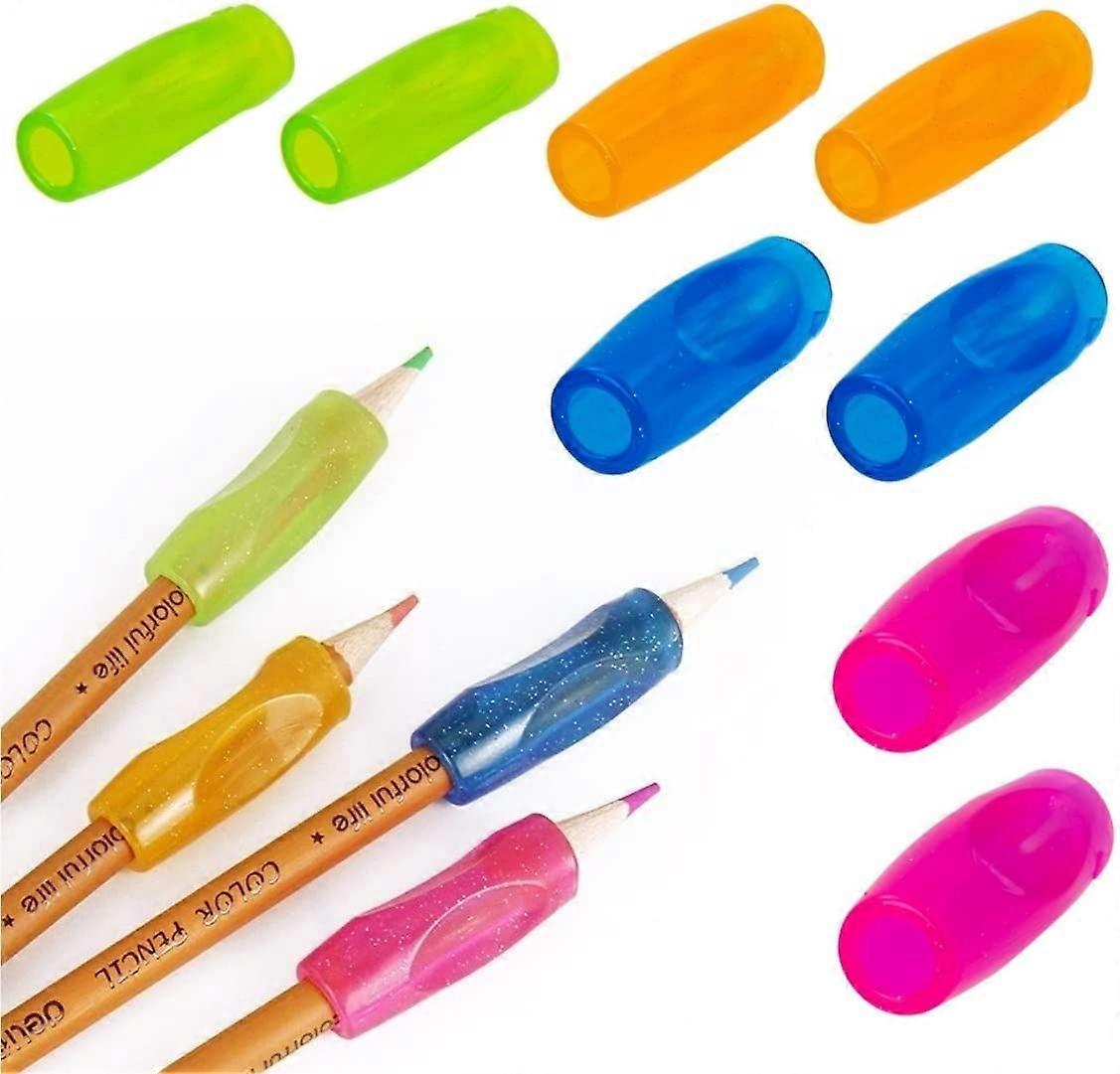 Bleistiftgriffe, 8 Stück Fingergriffe Halter, bunte Silikon Bleistiftgriffe, ergonomische Schreibhilfe