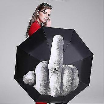Vindtæt- Foldbar parasol Personlighed Sort Langfinger Paraply (sort)