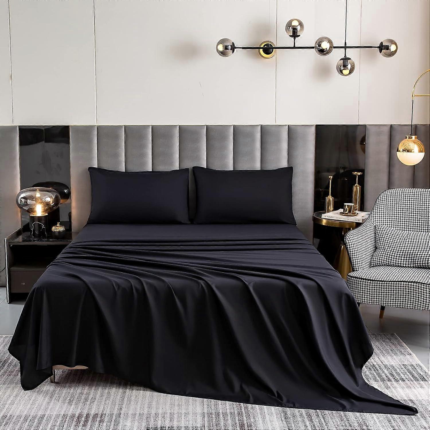 Ultra Soft Sheets-16 Deep Pocket- 1800 Thread Count Percale Egyptian Microfiber Bed Sheets Wrinkle, Fade and Stain Resistant Twin Size Black 3 Pieces