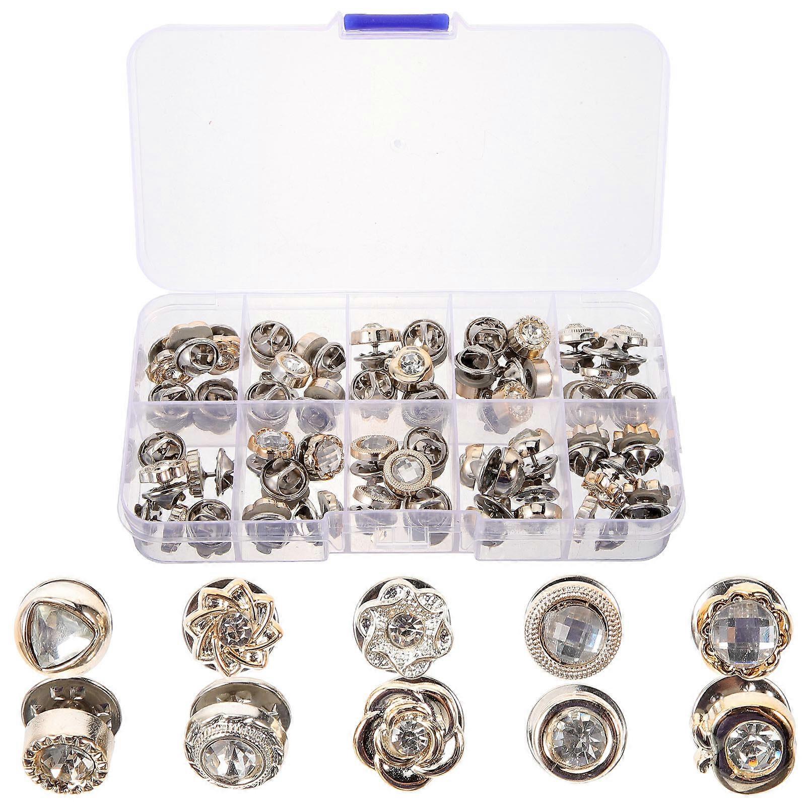 1 Box Brooch Button Pins No Sew Button Pins Invisible Buttons Prevent Accidental Exposure