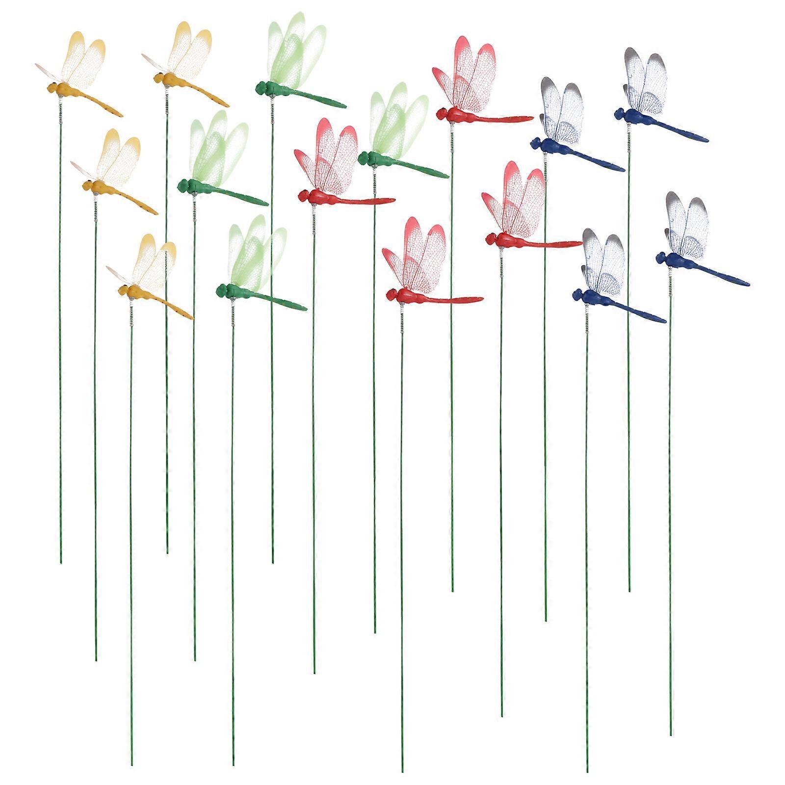 16Pcs Simulation Dragonfly Decors Flower Arrangement Props Garden Decor Props