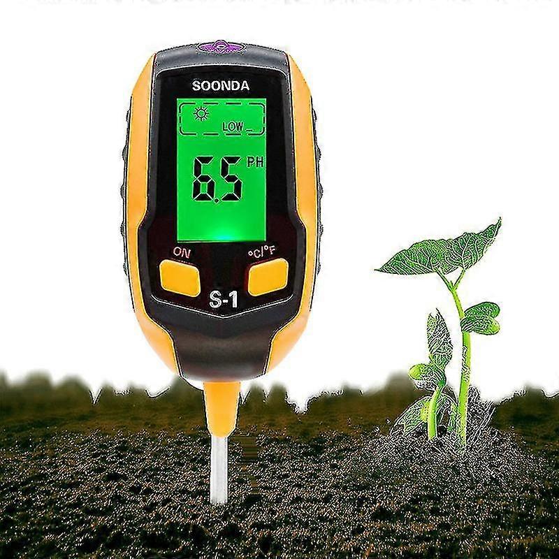 Soil Ph Meter 4-in-1 Soil Tester Moisture Digital Plant Thermometer Test Moisture Meter For Potted Plants Gardens Lawns