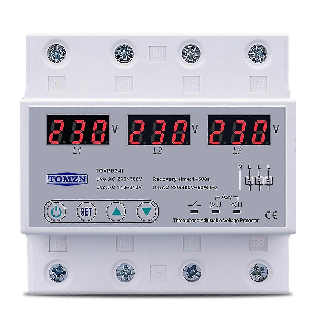 TOMZN Three Phase Adjustable Over and Under Voltage Protector Automatic Recovery Protective Device Yalo