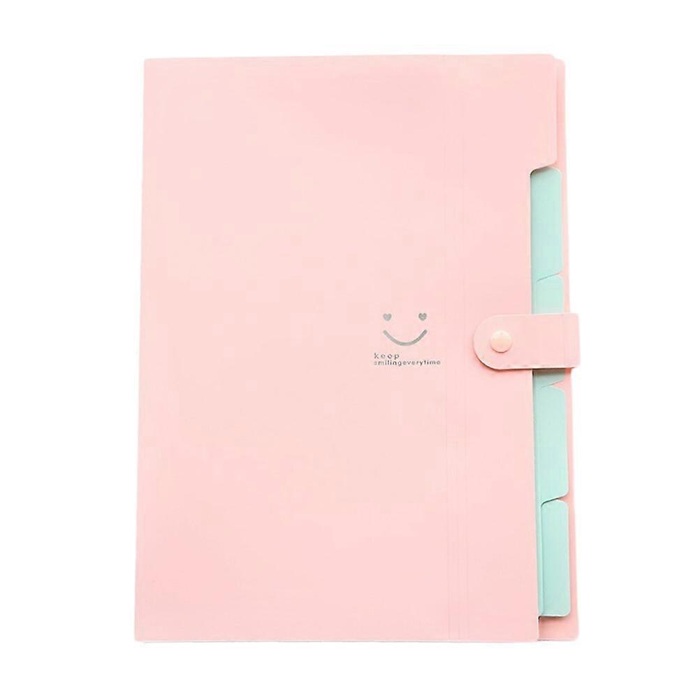 Plastic File Folders A4 Size Snap Closure Accordion Folder Document File Folder (Pink)