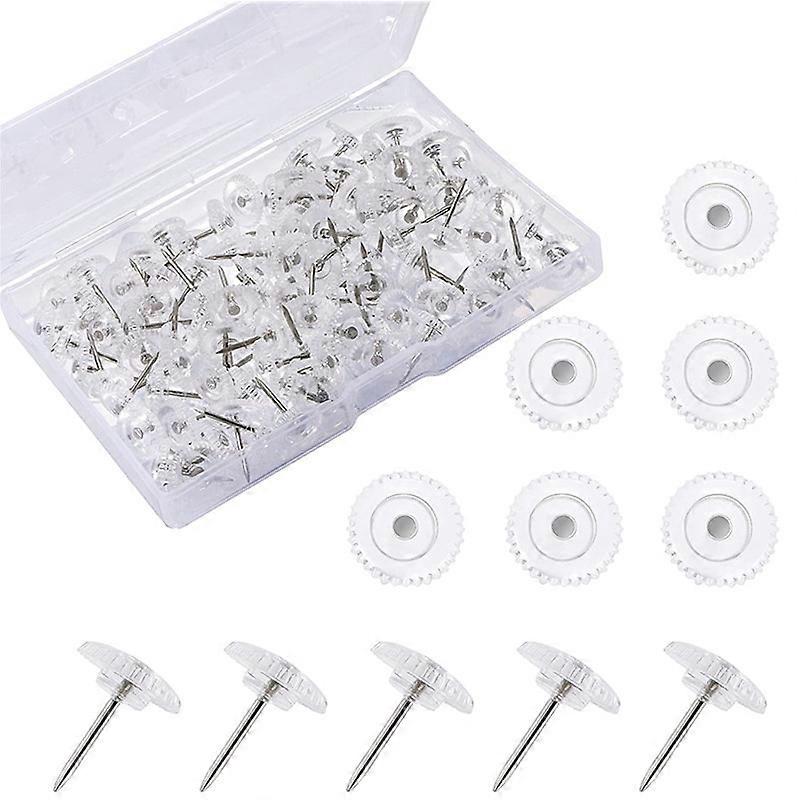 100Pcs Clear Whiteboard Tacks Clear Pushpins Thumb Tacks Bulletin Thumbtacks Map Thumbtacks