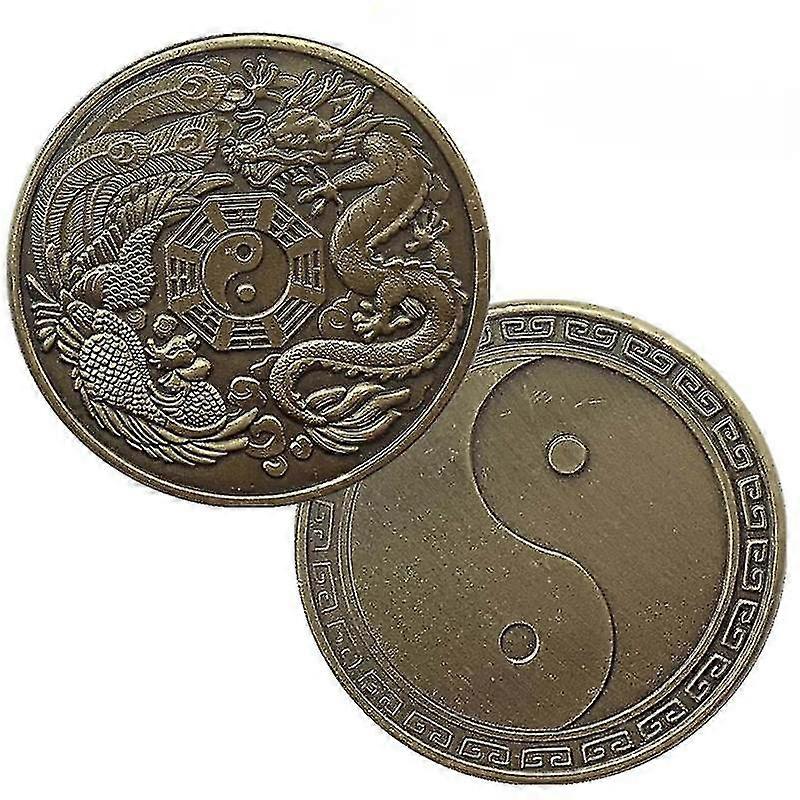 中国のドラゴンとフェニックスバグアグリーンブロンズメダルエンボスコインバッジコイン30mm記念コイン