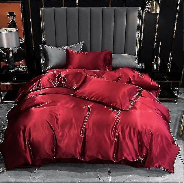 Silk Bedding Home Textile Quilt Cover Pillowcase Sheet Four Piece Set
