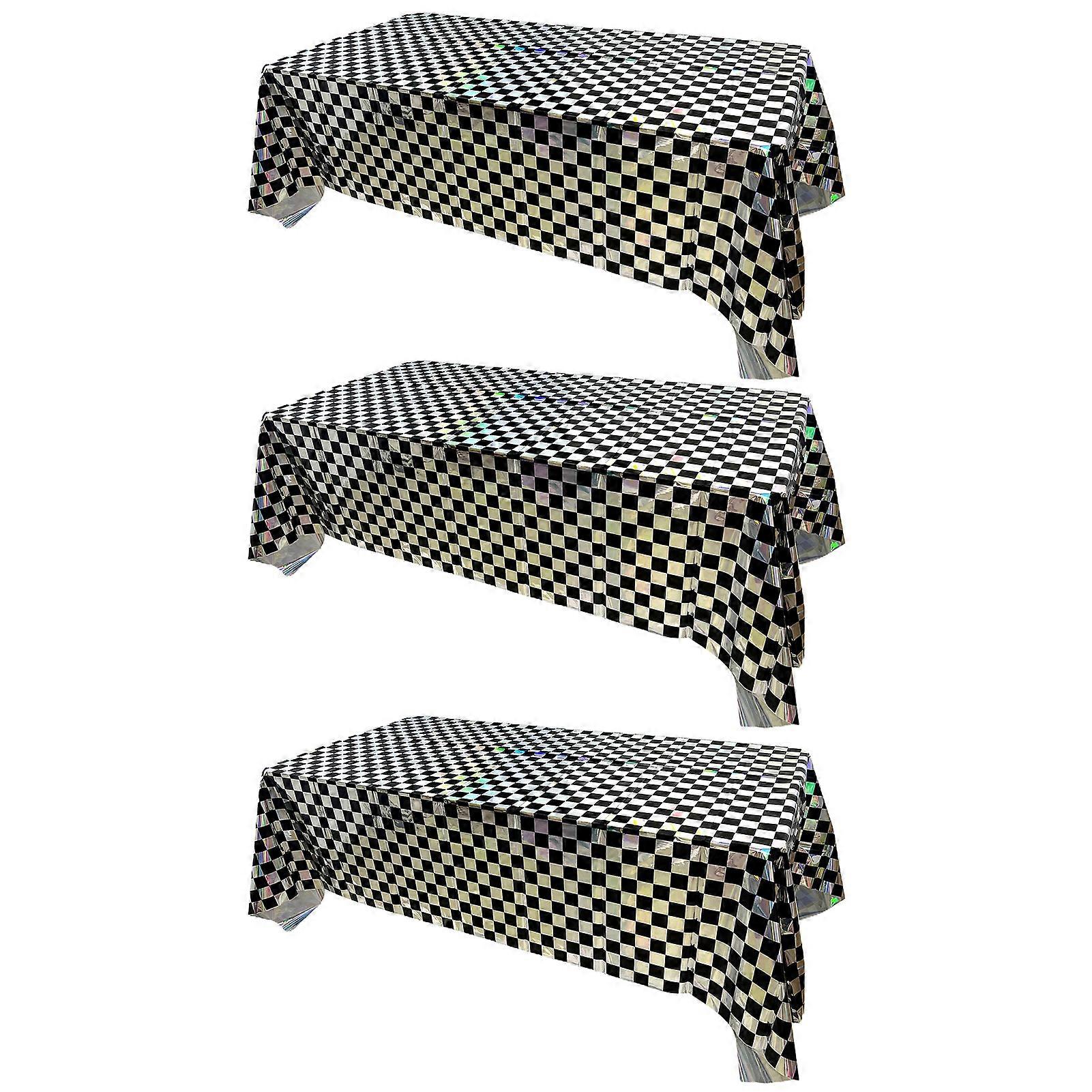 3 Pack Plastic Tablecloth Shiny Disposable Rectangle Table Covers Iridescent Party Decorations for Picnic Camping Jikaix