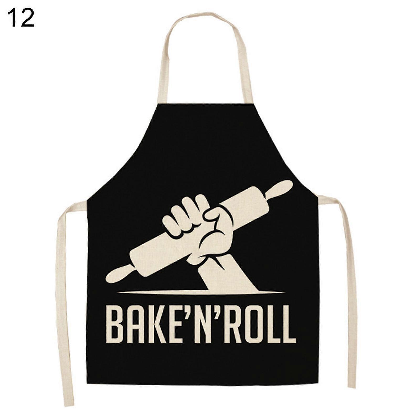 Kitchen Apron Sleeveless Geometric Letter Linen Wipeable Baking Cooking Tools