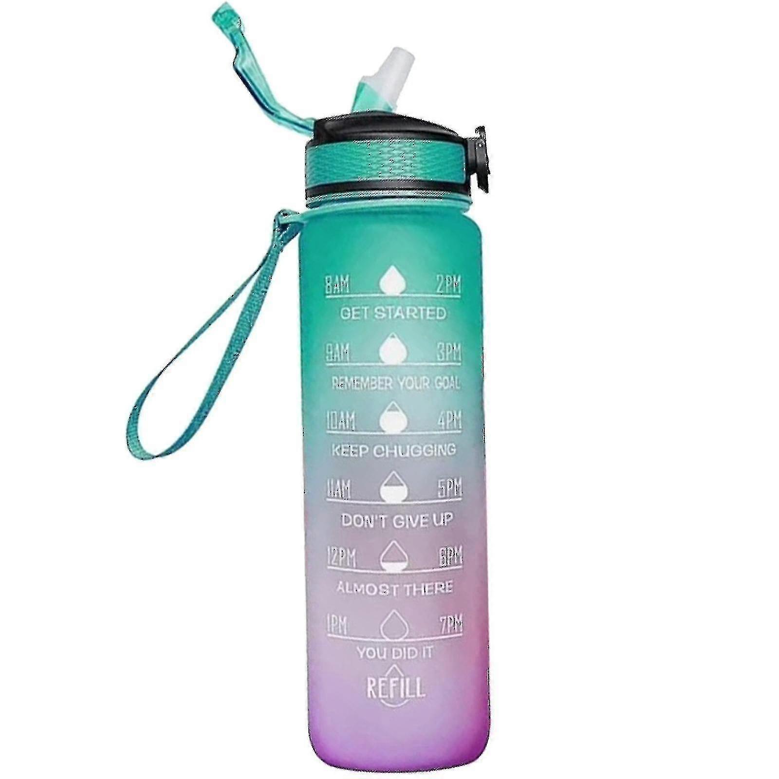 1000ml الحرة التحفيزية الرياضة إبريق مع الوقت علامة في الهواء الطلق اللياقة البدنية القدح التدرج لون القدح في الهواء الطلق زجاجة مياه بلوري